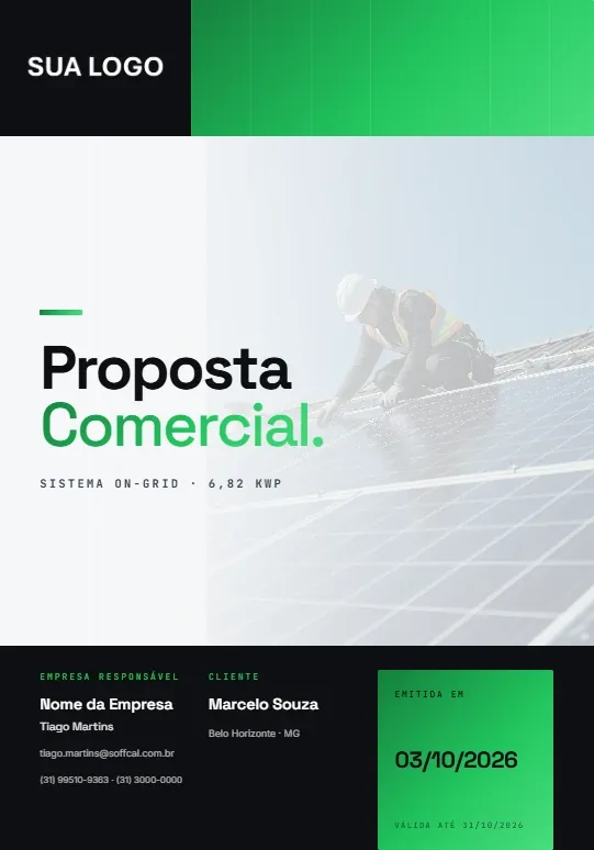 Capa de proposta comercial do Soffcal em verde